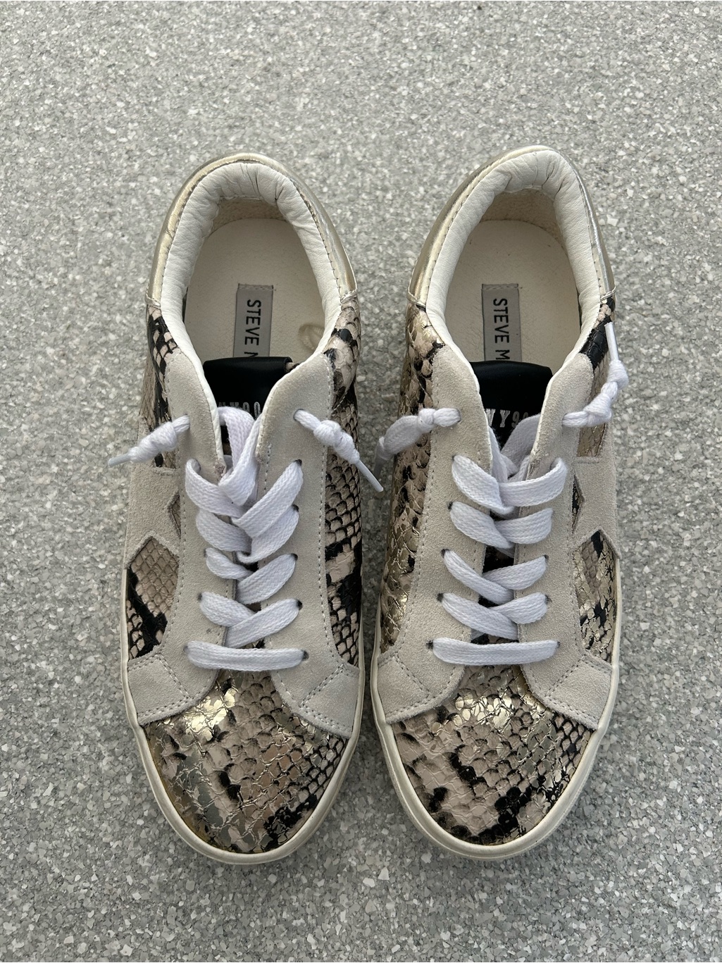 Steve Madden Philosophy Women’s Snake Print Suede Low-Top Sneakers Size 8m